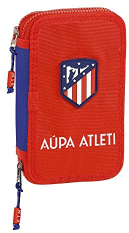 safta Unisex Kinder Schüleretui mit 28 Utensilien von Atlético de Madrid, 125 x 40 x 195 mm, Rot und Marineblau, Estándar