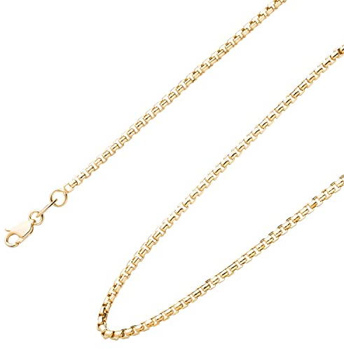 Ardeo Aurum Unisex Damen Herren Kette aus 375 Gold Gelbgold Venezianerkette Halskette 1,6 mm Breite und 50 cm Länge mit Karabinerverschluss