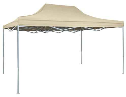 HOMIUSE 3x4 m Profi-Partyzelt Faltbar Pavillon Grillpavillon Verkaufsstand Faltpavillon Gartenpavillon Gartenlaube Party Zelt Groß Faltzelt Pavillion Klappbar Pavillon Faltbar Stahl Creme