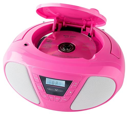 REFLEXION CDR614PK, Tragbares CD-UKW-PLL-Stereo Radio (2x16 Watt max. Musikleistung), 3,5mm AUX-IN Anschluss, Programmier-Funktion (CD: 20 Tracks), Pink