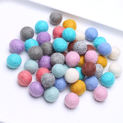 YIEUR 48pcs Filzkugeln Perlen Set Pastell Pompom Wolle Set 2cm Wollfilzkugeln Bunt Pom Poms Für DIY Handgefertigt Wollfilz Dekorationen und Geschenk (mix)