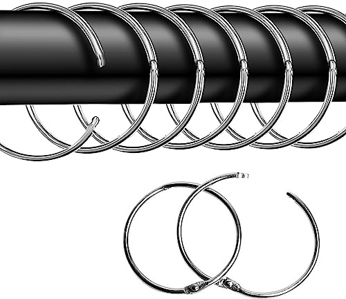 20 Stück gardinenringe zum öffnen,50mm Gardinenringe Vorhangringe,Rundringe Vorhang Clips Duschvorhang Metallklammern für Vorhänge und Gardinenstangen（silbrig）