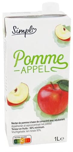 NECTAR - Jus de pomme pressé à froid - 1L - 100% pur jus de fruits - Boisson saine et naturelle pour toute la famille - Sans sucres ajoutés - Lot De 4 - Vendu Par Lot