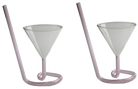 BESTonZON 2pcs Spiral Wine Glass Drinking Glasses Straw Glass Wine Cup for Parties BBQ Beach