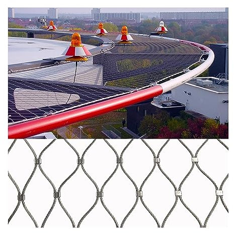LXBAMKEA Red De Cuerda De Acero Inoxidable, Malla Cable Flexible Frontera Protección Cerca, Campo De Fútbol Granja Jardín Decoración Red, Escaleras Balcón Red Anti-Caída (Color : Silver, Size : 70.8