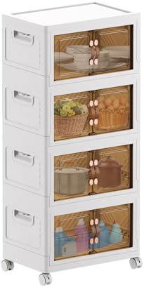 MECOLOR Installation-Free Folding Cabinet With Lids - 11.7Gal Storage Bins for Bathroom, Kitchen, Bedroom Organizing (4-Pack)