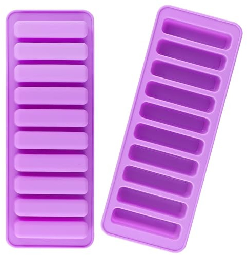 2 stampi in silicone per cioccolatini e biscotti, 10 cavità lunghe strisce, perfetti per pane, torte, barrette di cioccolato, muesli, biscotti, barrette energetiche
