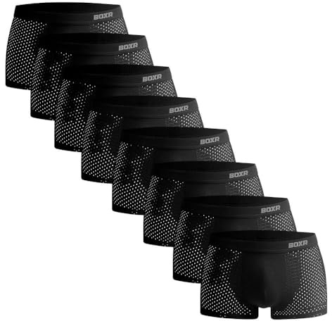 BOXR Boxer Uomo in bambù – Confezione da 8 - Mutande Intimo Uomo Traspirante, Ultra Morbido ed Elasticizzato - Perfetti per Ogni Giorno e per Lo Sport (Taglie S–3XL)