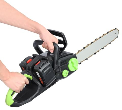 16 Inch Cordless Chainsaw, Brushless Motor Electric Battery Powered Chainsaw with 2 * 4Ah Batteries, Auto-Lubrication Chain Saw for Tree Felling Pruning Logging and Firewood A