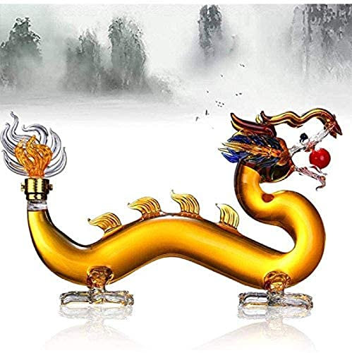 Whisky-Dekanter-Set, chinesischer Dekanter in Drachenform, bleifreier Wein-Dekanter aus Glas für die Hausbar, großes Fassungsvermögen, Schnaps-Dekanter mit Glasstopfen 69Tranquillity