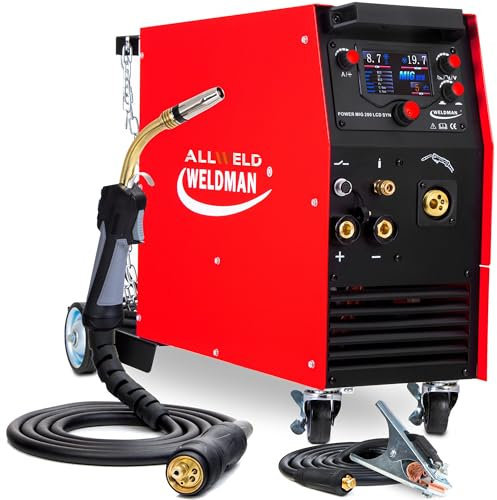 Weldman POWER MIG 280 LCD SYN - 250 A poste a souder mig avec gaz et chariot - synergie, 4 roulettes de dévidage, Spool Gun - MMA, TIG DC - induction, soudobrasage - 2T/4T