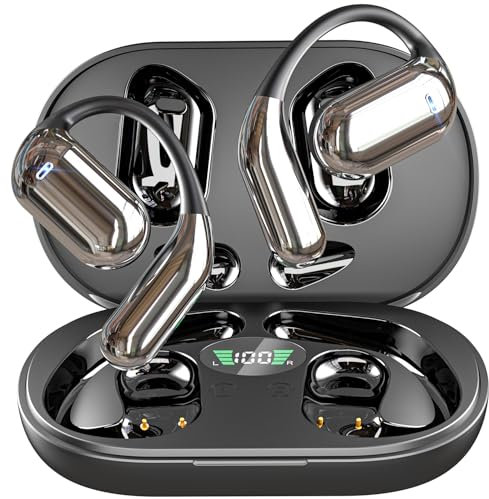 EUQQ Auriculares Inalambricos Deportivos - Cascos Inalambricos Bluetooth Deporte, Auriculares de Conducción Ósea, Diseño Abierto Confortable, Ideal para Correr, Sonido Estéreo