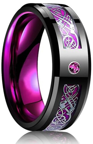 Sopodbacker Rings Ring Ringe Damen Bijouterie Herren 8Mm Schwarzer Ehering Für Männer Lila Ring