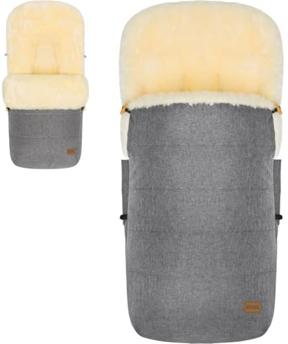Fillikid Winterfußsack Lammfellfußsack für Kinderwagen Buggy Jogger Kinder Fußsack (Hellgrau)