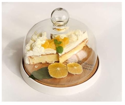 Alzata per torte Espositore per torte Giradischi Tortiera a cupola, tagliere in ceramica e legno for uso domestico, ristorante, vassoio multifunzionale, cupola for insalata in vetro, for hotel, frutta