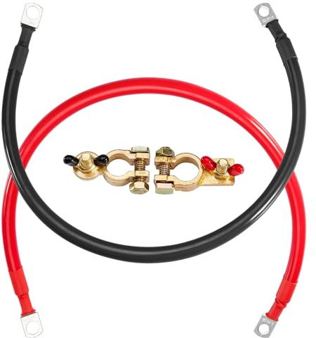 CarBole Câbles de Batterie 35mm² 12v/24v, 50cm, 2AWG, Borne en Cuivre Étamé | Cuivre Pur Câble Onduleur de Batterie, Faciles à Installer, Convient pour Voiture, Camion, Solaire,Bateau, Moto