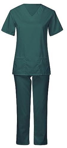 NSICBMNO Zweiteiliges Outfit für Damen, Uniform, Schlupfkasack, Übergröße, kurzärmelig, V-Ausschnitt, T-Shirts, Jogger, Hose, Tunika, Tops mit Taschen, Stillhose, Lounge-Sets, Reise-Outfit,