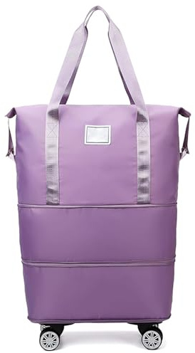 CHENRI Klarson Expandable Bag with Wheels, Faltbare Reisetasche mit Rollen, Expandierbare Faltbare Gepäcktasche Koffer, Faltbare Handgepäck Tasche Großer Reisetaschen für Damen und Herren (Violett)