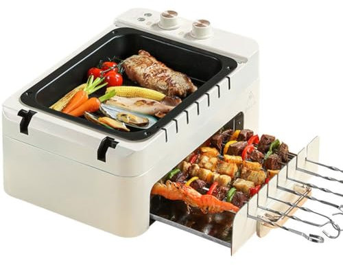 Automatic 360° Rotating Skewers Machine Electric BBQ Kebab Grill- Non-stick Double Layer Grill Oven for Indoor Outdoor Camping