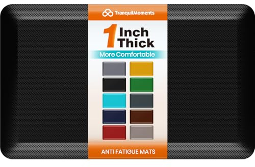 TranquilMoments Kitchen Mats for Floor, 1 Inch Extra-Thick Kitchen Rugs, Non-Slip & Waterproof Standing Desk Mat, Comfort Anti Fatigue Mats for Kitchen Floor, Home, Sink, Office (20 X 32, Black)
