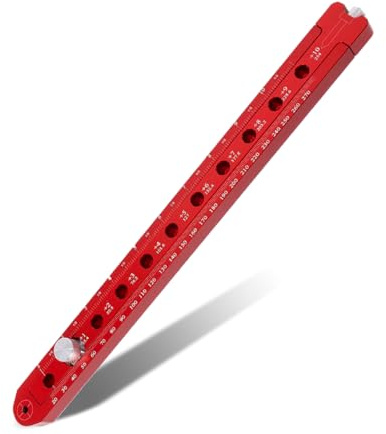 Red Woodworking Compass Scriber, Circle Ruler Professional Drawing Marking Tool for Wood Metal Leather, 2-21 inch Adjustable, Aluminum Alloy