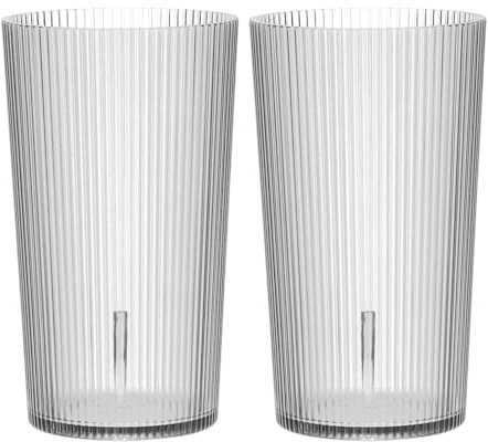 sourcing map Vasos reutilizables de plástico transparente, juego de vasos acanalados de 11.5 onzas, vasos de agua de plástico, irrompibles, apilables para cerveza, cóctel, agua, jugo, whisky (gris, 2