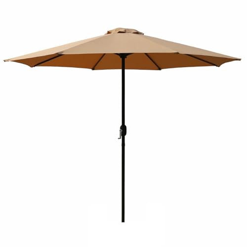 Parasol de Jardin de 270 cm pour Terrasse - Parasol de Table de Marché Extérieur avec Bouton Inclinable et Manivelle, Protection UV et étanche