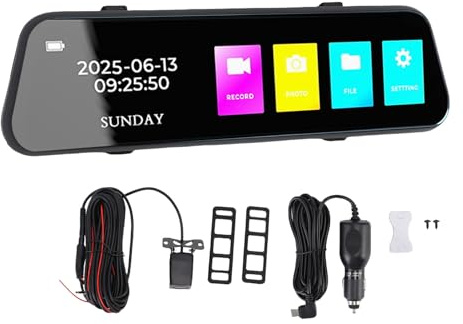 Oreilet 4K Rückspiegel Kamera für Auto, 9,66 Zoll Spiegel Dash Cam Vorne und Hinten mit SchleifenAufnahme, Touchscreen, ParkRückwärts Unterstützung, Dashcam-Backup-Kamera