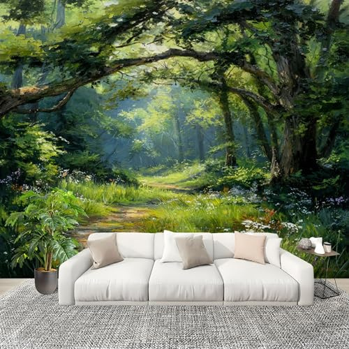 Paisaje de Bosque Pintado Fotomurales Pared Papel Pintado 350x256 cm Fresco Tejido No Tejido Fotomurales Dormitorio Para la sala Decoración de pared tipo póster Fondo De Pantalla