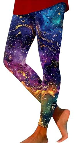 2025 Leggings for Women Galaxy Leggings Women high Waist Galaxy Costume Printed Colourful Yoga Trousers Stretchy Yoga Trousers Planet (Light Purple, XL)