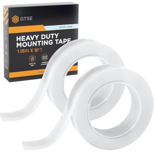GTSE 2 Rolls, Double-Sided Mounting Tape, 30mm x 3m – Heavy-Duty Clear Nano Adhesive for Picture Hanging, Wall Décor, DIY Projects, Carpets, and More – Strong, Versatile, and Residue-Free