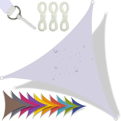 Vela ombreggiante triangolare, protezione UV al 95%, impermeabile, per giardino, balcone, terrazza, con corda, 5 x 5 x 5 m, soluzione ideale per esterni