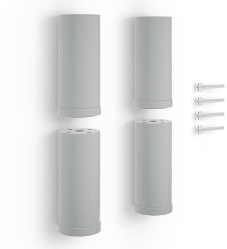Poliplast - Set da 4 Piedini, Design rotondo per Armadio e Soggiorno, Articolo 709R, Verniciato a mano, Colore Grigio