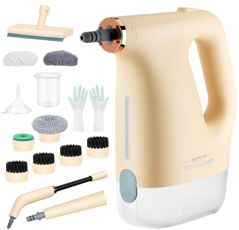 PAHTTO 1200 W Handdampfreiniger, 20 Sekunden Schnellheizung Dampfreiniger Handgerät mit 450 ml Sichtbehälter und 16-teiligem Zubehör, Mehrzweckdampfreiniger für Küche, Bad, Auto, Sofas, Teppich