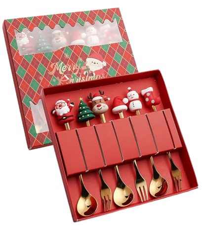 Petites cuillères – Cuillères à café en acier inoxydable de 15 x 2,7 cm, fourchettes passent au lave-vaisselle, couverts à thé de Noël | Ustensiles pour la maison, Noël, les vacances, la crème glacée