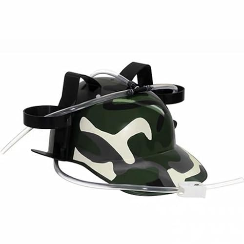LEEMASING Lazy Drinker Drinking Helmet Beer Can Hat With Straw For Halloween Holiday Anniversaries Birthday (Camouflage)