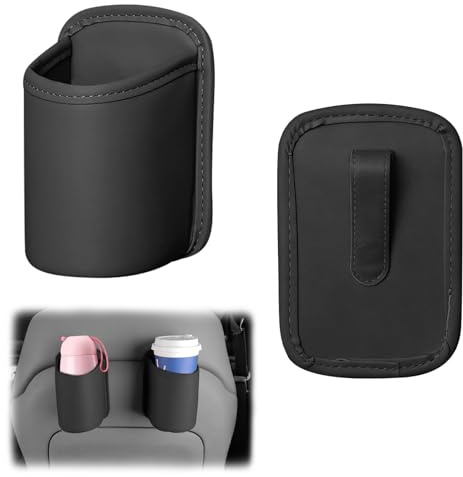 iKALULA 2 stycken mugghållare bil, PU-läder clip-on mugghållare bil, bil mugghållare för dörr, universell bildörr baksätesklämma för förvaring av vattenkoppar, drycker och mobiltelefoner