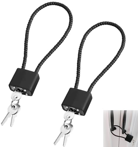 2Pcs Padlocks with Keys, Cable Lock with Key, Heavy Duty Steel Rope Padlock with Key, Robust Padlock with Long Shackle, Bin/Locker Flexible Padlocks, Used for Cupboard/Door/Bicycle/Suitcas/Gym Locker