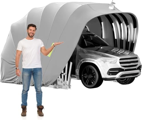 Puerto para Coche de Alta Resistencia, Cochera a Prueba de Todo Clima, Refugio Durable con Cerradura, Resistente a la Lluvia y la Nieve, para Aparcamientos Patios