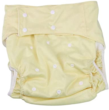 Teruyol Windelüberhose für Erwachsene, Windelüberhose, Praktische Einheitsgröße, Verstellbare Windelhose für Die Nacht, Gelb