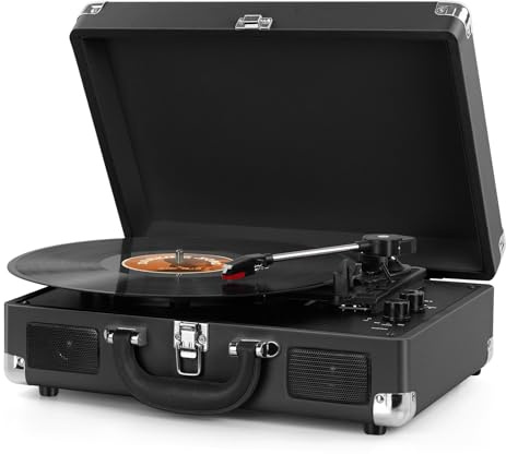 DIGITNOW!Three Speeds Turntable Retro Record Player with Built-in Stereo Speakers, Supports USB, RCA Output , Headphone Jack , MP3 , Mobile Phones Music Playback,Suitcase Design