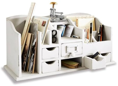 Loberon Organizer Levin, weiß | Stilechtes Antik-Finish, Zauberhafter Shabby-Chic, Großzügige Maße, Aufbewahrung, Ordnungshelfer, Mangoholz