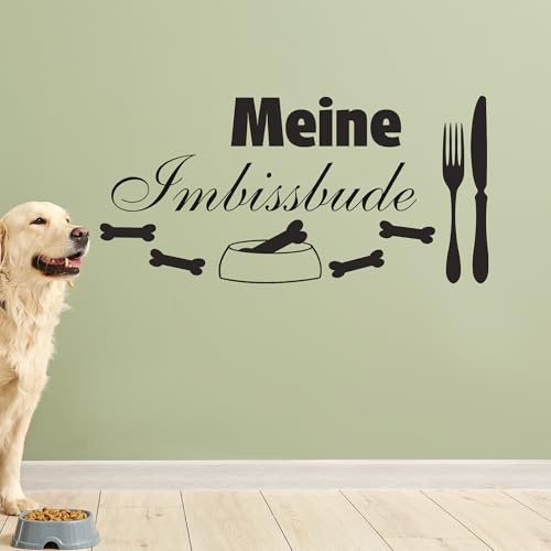 GRAZDesign Wandtattoo Futterplatz Hund Meine Imbissbude Wandaufkleber, Aufkleber Klebefolie, selbstklebend - 62x30cm / 071 grau