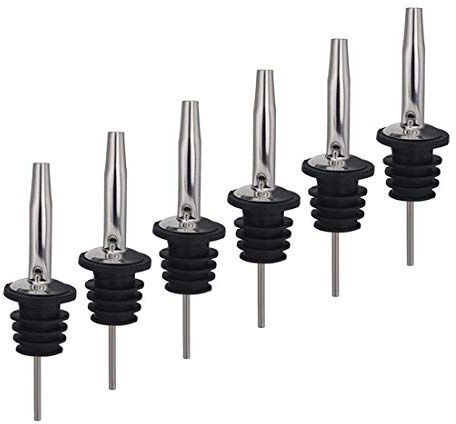 We Can Source It Ltd – Stainless Steel Free Flow Pourers – Professional Bottle Pourer for Spirits, Oils, and Dressings – Smooth Flow Control for Bars, Restaurants, and Home Use - Pack of 6