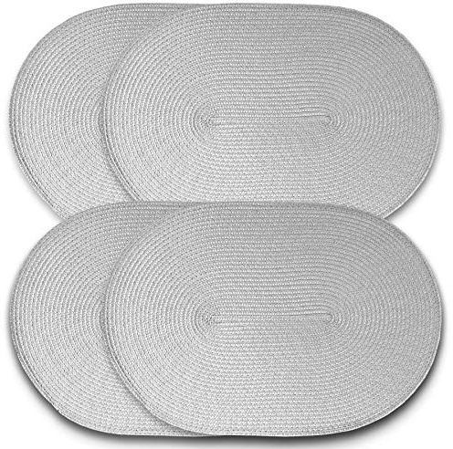 CAIT Chapman Home Collection Ovale, geflochtene Platzsets aus Polypropylen (grau), 4 Stück
