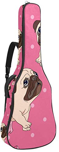 Gitarrentasche mit Reißverschluss, wasserdicht, weich, für Bassgitarre, Akustik- und klassische Folk-Gitarre, Mops, Pink