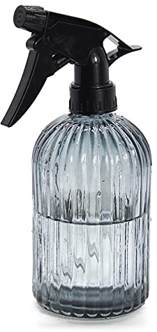 OFFIDIX Glas-Sprühflasche, Feinnebel-Sprühflasche mit Hand-Druckanlage Mister, Top-Pumpe, 0,4L, Verstellbare Düse für Garten- und Hausreinigung (Grau)