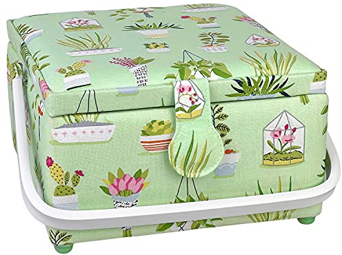 Nähkasten, Nähkorb mit Tragegriff und Utensilienfach mint (23 x 23 x 14 cm)