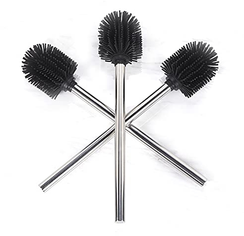 VINN DUNN Toilet Brush Set with Silicone Heads 3PK (ChromeHandle 3pk)