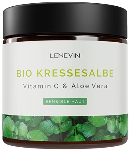 Lenevin® BIO Kressesalbe gegen Altersflecken bei sensibler Haut - Creme gegen Pigmente mit Aloe Vera Basis, Vitamin C, Granatapfel & Ingwer - Made in Germany, vegan, tierleidfrei, nachhaltig, 50ml